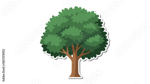 A Detailed Illustration of a Lush Green Tree with a Sturdy Brown Trunk Against a Transparent Background Ideal for Environmental Themes