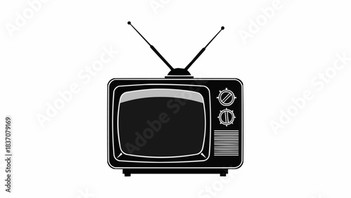 Vintage Television Set Illustration with Antennae.