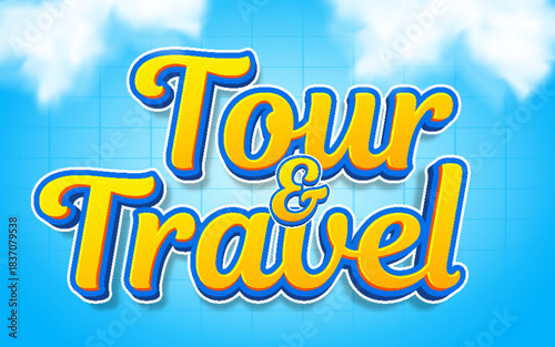 tour and travel holiday vacation typography lettering editable text effect font template design