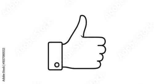 Minimalist thumbs up hand gesture icon graphic for user interface and design projects.
