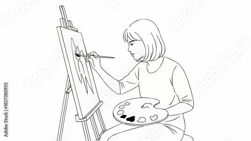 Artist at Work - A Focused Sketch of Creativity in Motion.