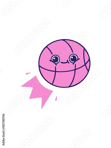 spinning motion animation of flat color retro cartoon of a basketball