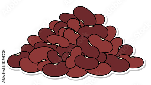 A Pile of Dark Red Kidney Beans with Light Beige Interiors on a White Background Isolated