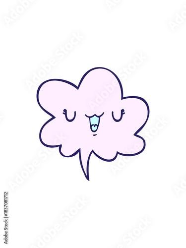 flashy sales animation of cute happy cartoon face with speech bubble