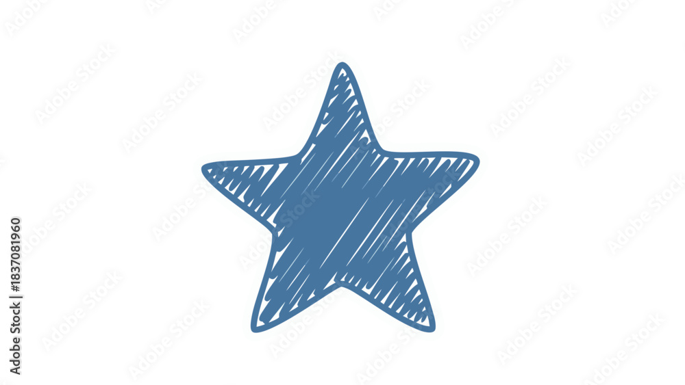 Obraz premium A simple blue star icon with a hand drawn sketchy texture on a black background symbolizing success and achievement