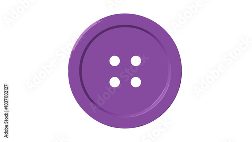 A Single Purple Button with Four Holes Centered on a Black Background Isolated for Crafting and Sewing Projects Detailed and Clean Product Shot