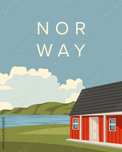 Norwegian streets travel poster, banner