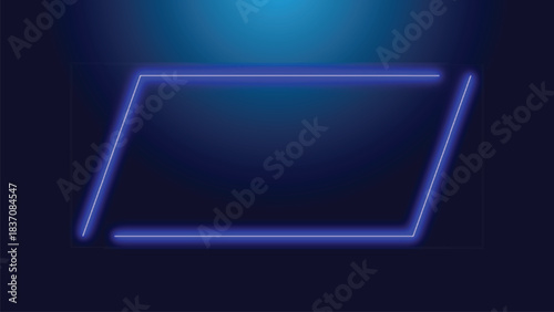 Rectangle picture frame with two tone neon glowing color shade motion graphic. Blue neon glowing frame. editable vector illustration.
