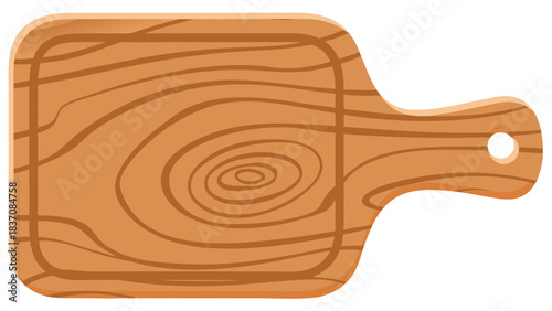 A Smooth Wooden Cutting Board With A Handle And A Hole For Hanging Displayed On A Solid Black Background With Detailed Wood Grain Patterns And A Rectangular Shape With Rounded Corners