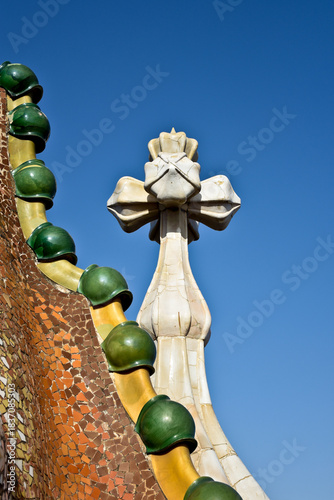 cross on the roof of casa battlo at barcelona, spain
