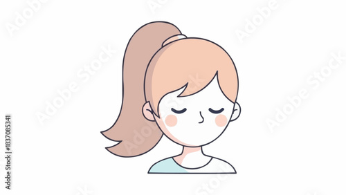 Young woman with closed eyes and a ponytail, feeling peaceful and calm.
