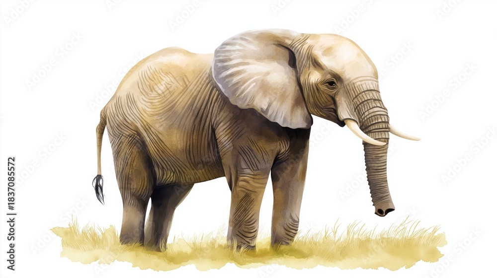 Fototapeta premium Addo Elephant Park. Addo Elephant Park hand drawn watercolor illustration on white background