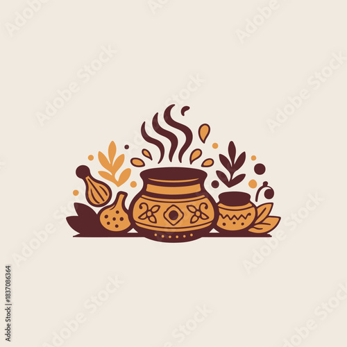 eathern pot decorative vector illustration