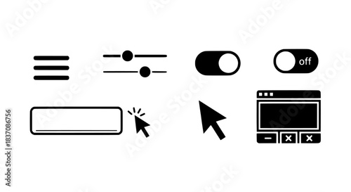 Set of User Interface Elements and Icons for Web and Application Design