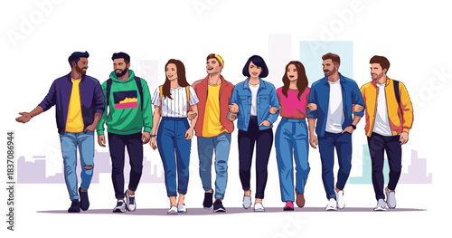 Group of smiling business people and friends standing together