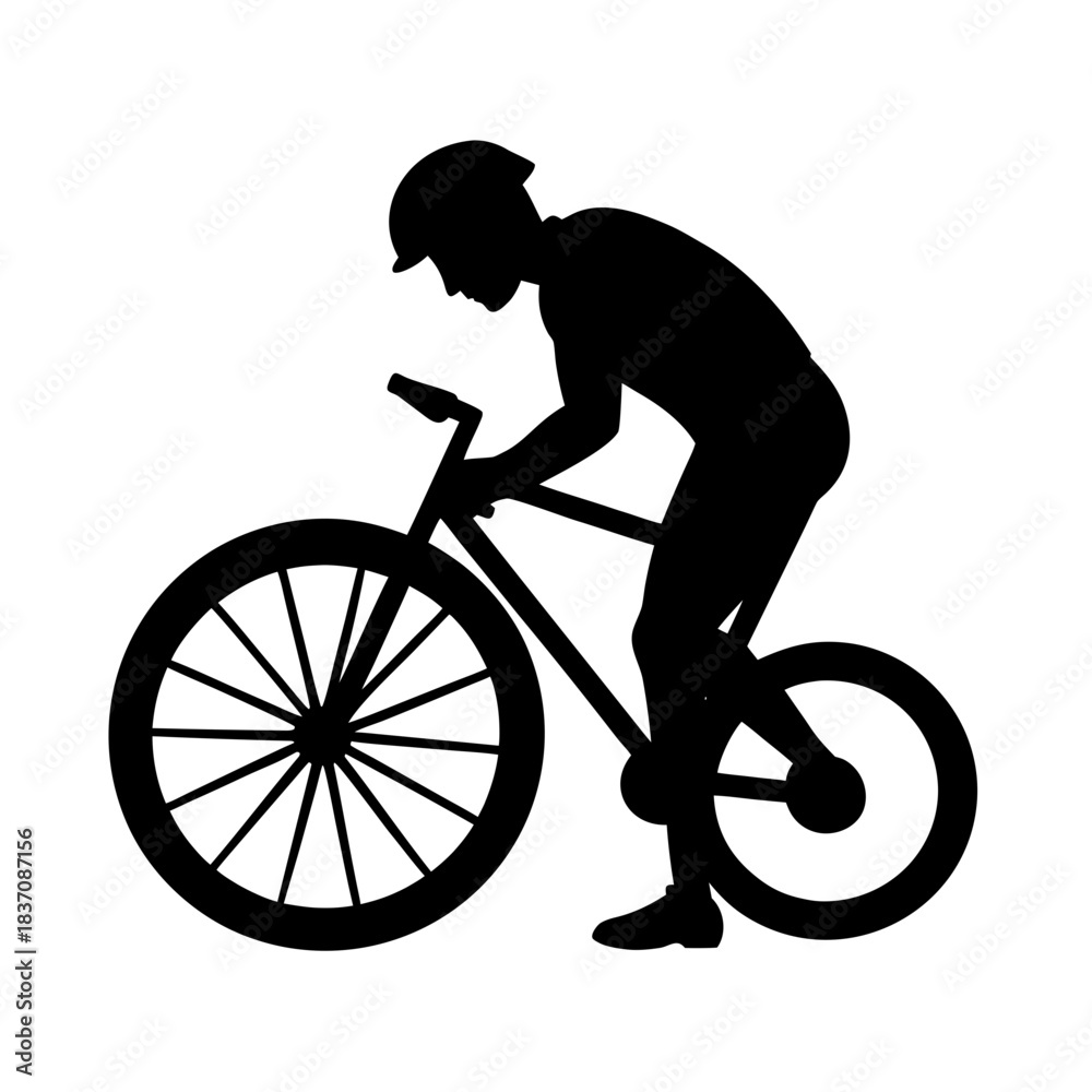 Fototapeta premium silhouette of a man riding bicycle