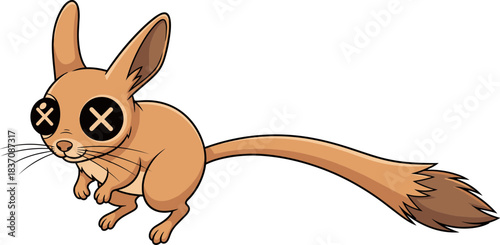 Cute cartoon jerboa with big ears and long tail.