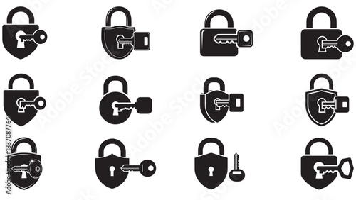 Badge Padlock with Portfolio Key , Secure Portfolio Access Emblem for Custody, Authorization and Trusted Asset Management