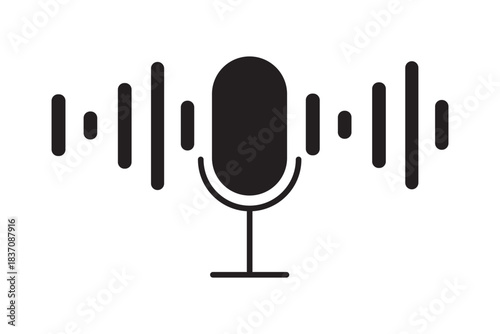 Mic podcast logo broadcast icon sound wave voice technology outline design. Best design collections. podcast guest vector icon color flat isolated. 