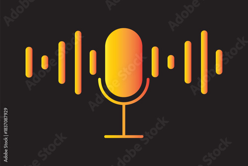 Podcast radio icon set . Podcast channel or radio logo design using microphone. Voice vector icon, record. Studio table microphone with broadcast text podcast. Colorful Mike icon. Best Design. EPS 10.