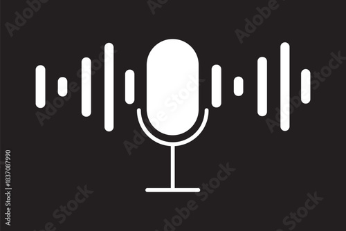 Mic podcast logo broadcast icon sound wave voice technology outline design. Best design collections. podcast guest vector icon color flat isolated. 