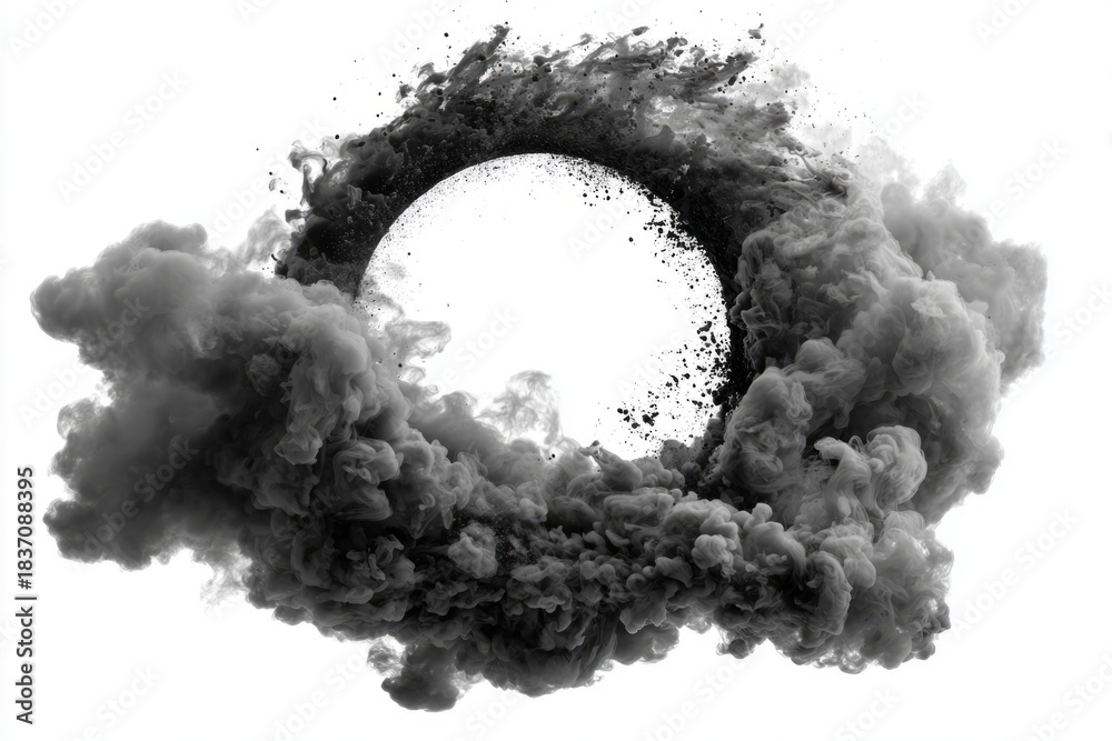 Fototapeta premium Dark Smoke Ring Swirling in Air