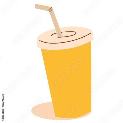Soda Cup Illustration in Hand-Drawn Style for Beverage Design