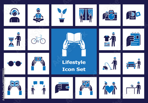 Lifestyle Icon Collection: A comprehensive collection of lifestyle icons, representing various activities, objects, and concepts associated with modern living.