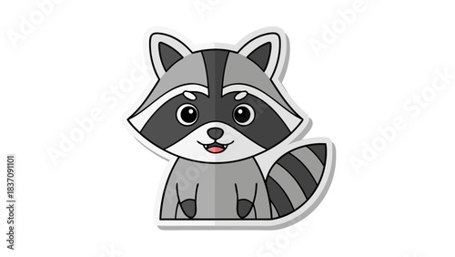 Adorable Pixel Art Raccoon with Striped Tail and Expressive Eyes on Black Background Vector Illustration