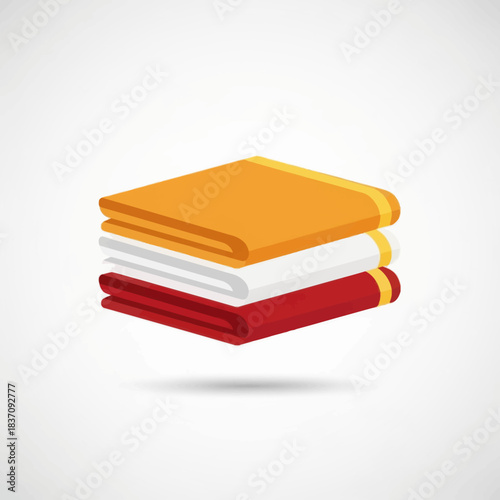 Stack of colorful towels, neatly folded and ready for use in a bathroom or spa setting.