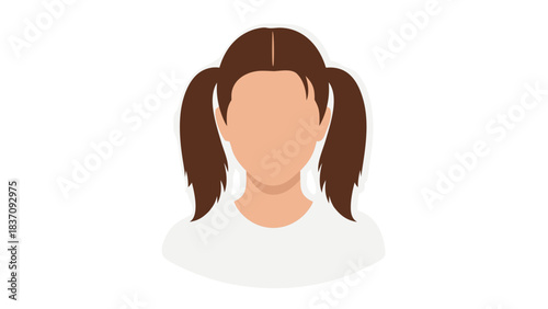 Avatar Of A Young Girl With Pigtails And A White T Shirt Against A Black Background Digital Art