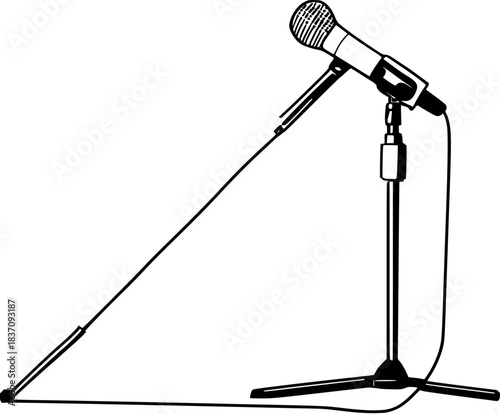 Elegant Eloquence: Timeless Tones from Vintage Microphone Stand | Clean, isolated vector art for creative projects.