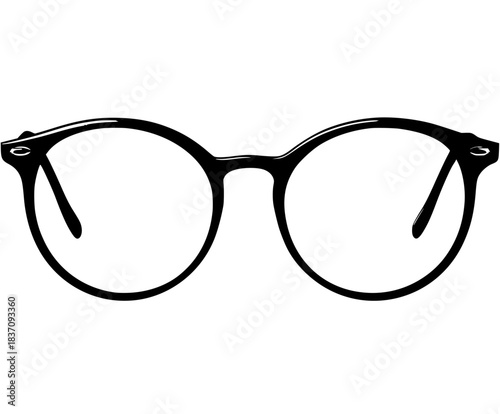 Elegant Oversized Black White Eyeglasses Flat Vector Icon | Clean, isolated vector art for creative projects.