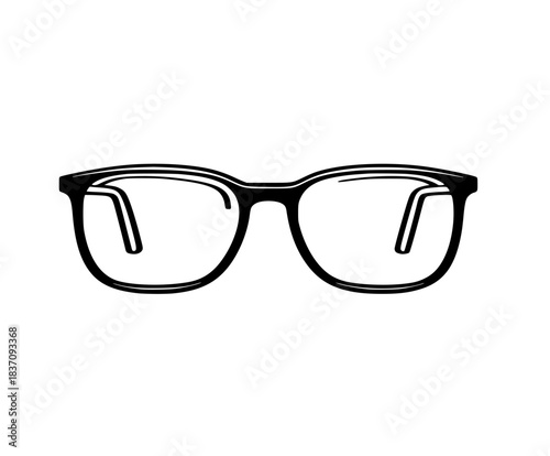 Timeless : Classic Black & White Eyeglasses Icon | Clean, isolated vector art for creative projects.