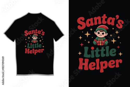 Adorable Baby Elf Santa's Little Helper T-Shirt Design