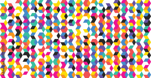 Vibrant multicolored circles overlapping in a dense pattern on a white background from a direct viewpoint