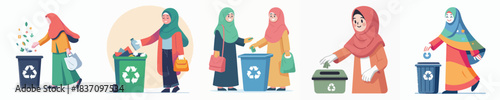 An illustration of putting the trash in the right bin
