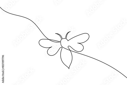 Simple drawing of a flying honeybee or bumblebee