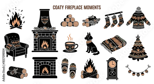A Charming Silhouette Collection for Cozy Fireplace Moments and Winter Evenings.svg