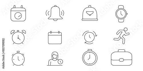 Minimalist Time & Scheduling Icons for Productivity Apps.eps