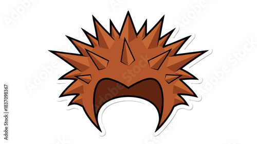 Brown Spiky Wig On Black Background Detailed Vector Illustration Spiky Hairpiece Costume Accessory