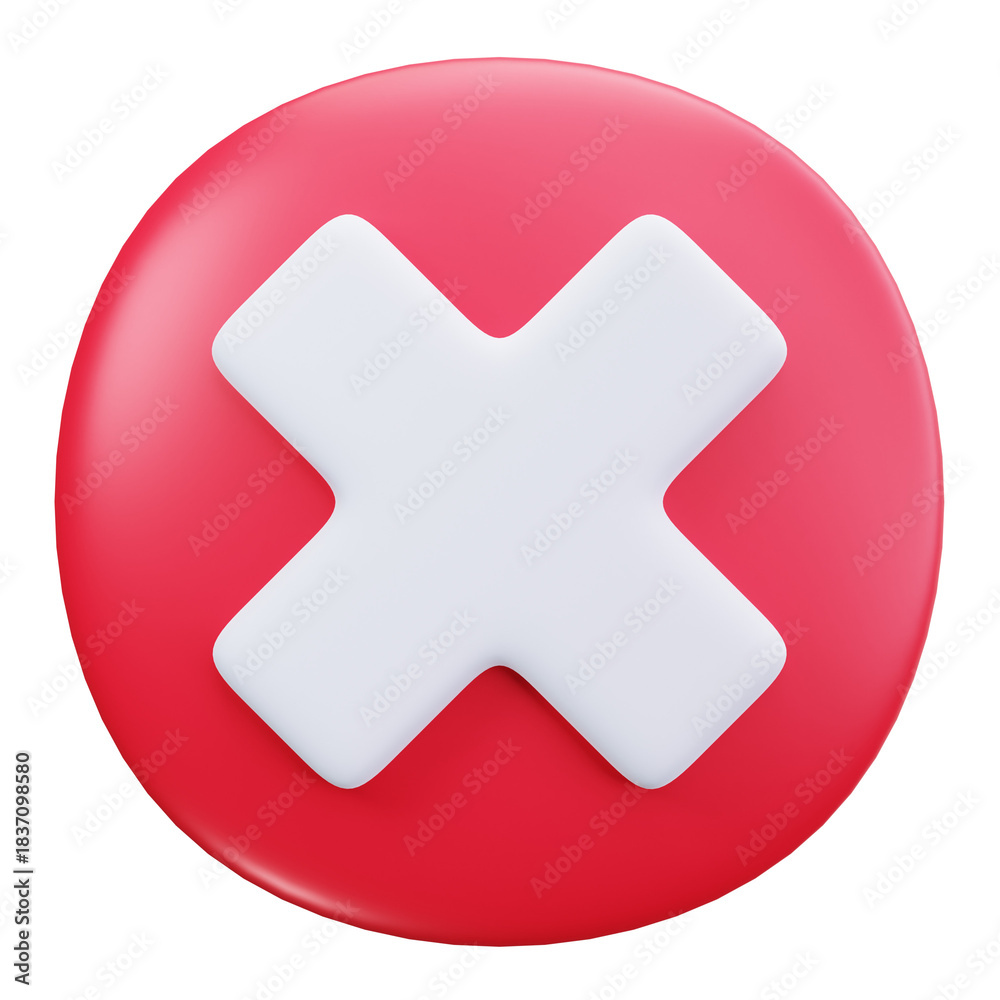Fototapeta premium 3D Error Cross Cancel Denied Icon