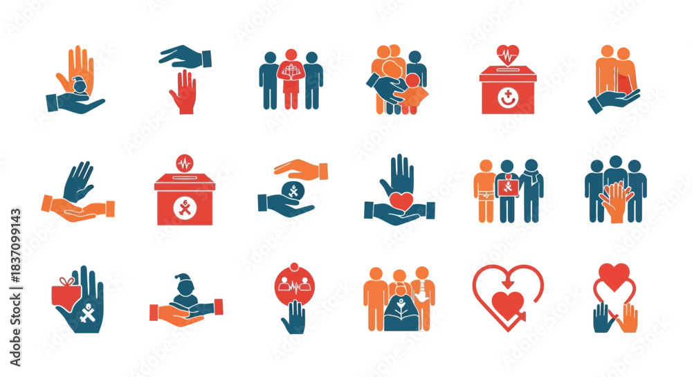 Fototapeta premium An Assortment of New Year's Volunteer and Community Service Icons.svg