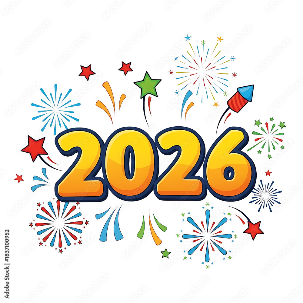 Obraz premium Fireworks celebration on the arrival of year 2026