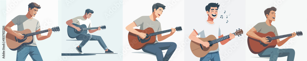 Obraz premium Men sing and play guitar