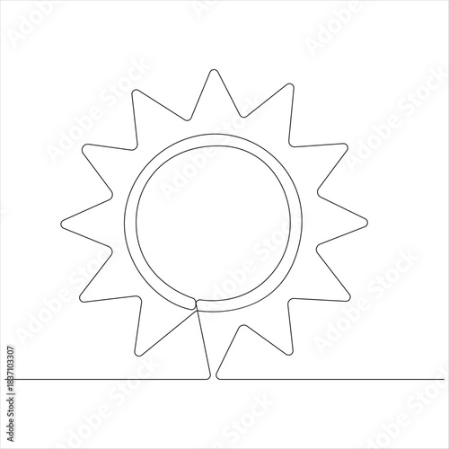 One continuous line drawing sunset on the sea vector illustration