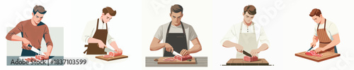 Men slicing the beef 