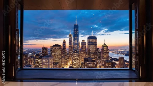 Luxury Urban Living Room Terrace Panorama
