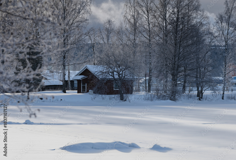 Fototapeta premium “High-quality winter photography from Ludvika Municipality in Dalarna, Sweden. Captured the day after a snowstorm, showcasing pristine snow and breathtaking Nordic scenery.
