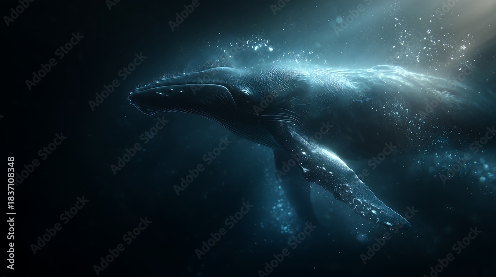 Fototapeta premium Sperm whales in the deep sea